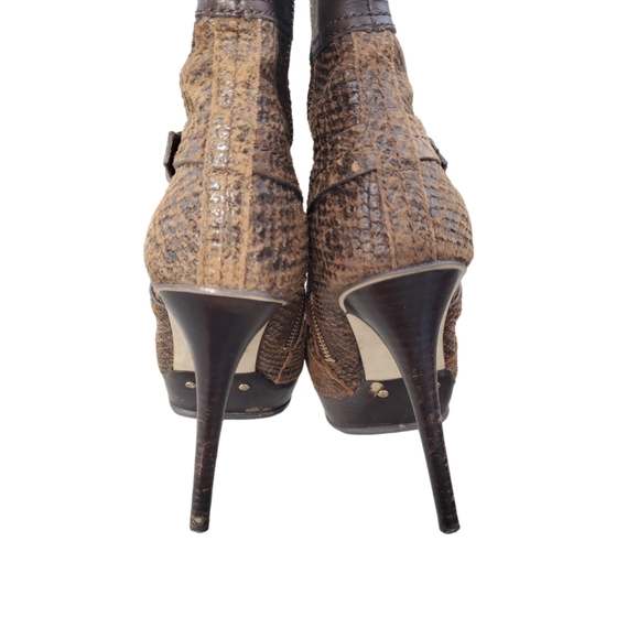 Michael Kors Women’s Stiletto High Heel Zip Up Boots Brown Snake Skin 9M - Picture 2 of 10